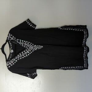 Pineapple Cove Black Embroidered Sequin Knee Length Beach Dress L‎